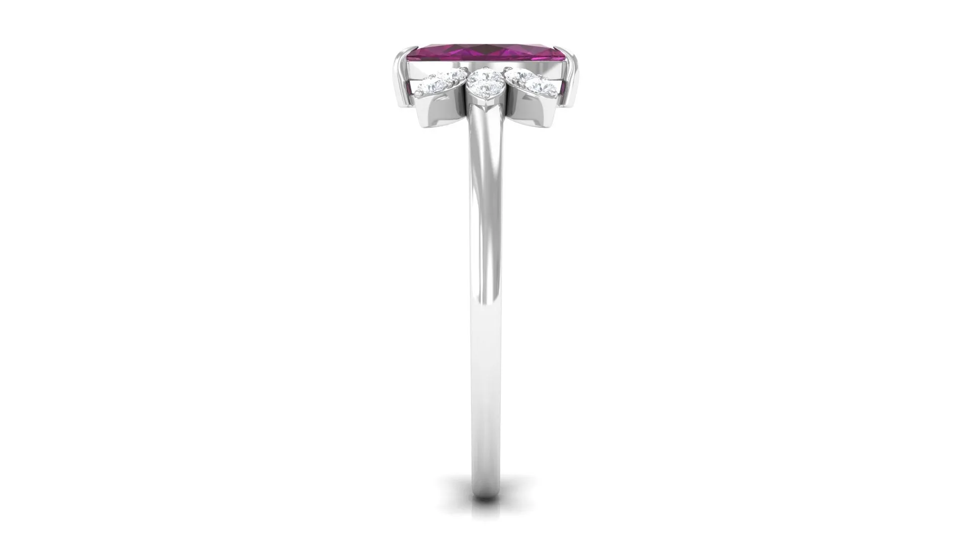 1 CT Marquise Cut Rhodolite Promise Ring with Diamond Stones