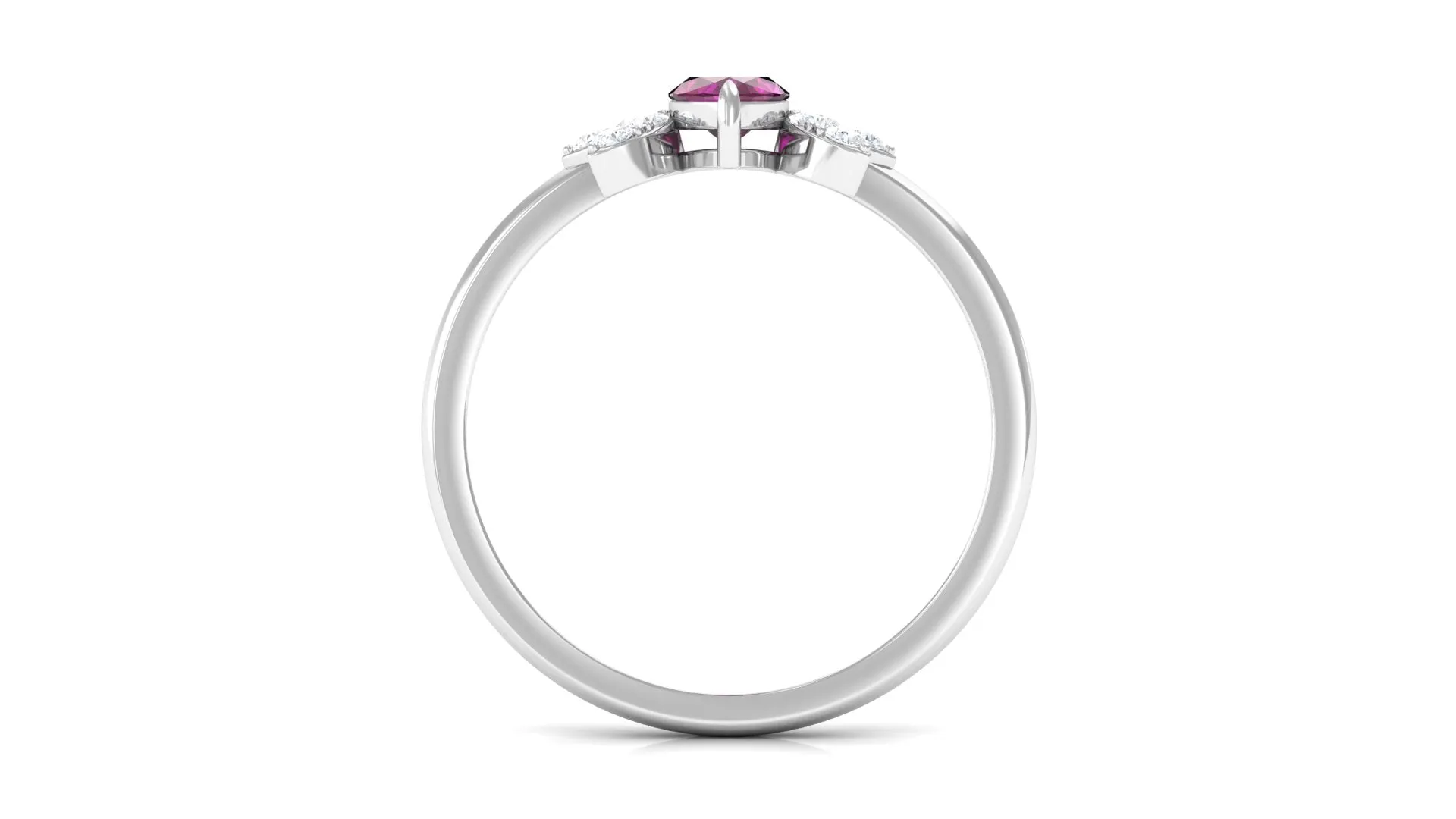 1 CT Marquise Cut Rhodolite Promise Ring with Diamond Stones