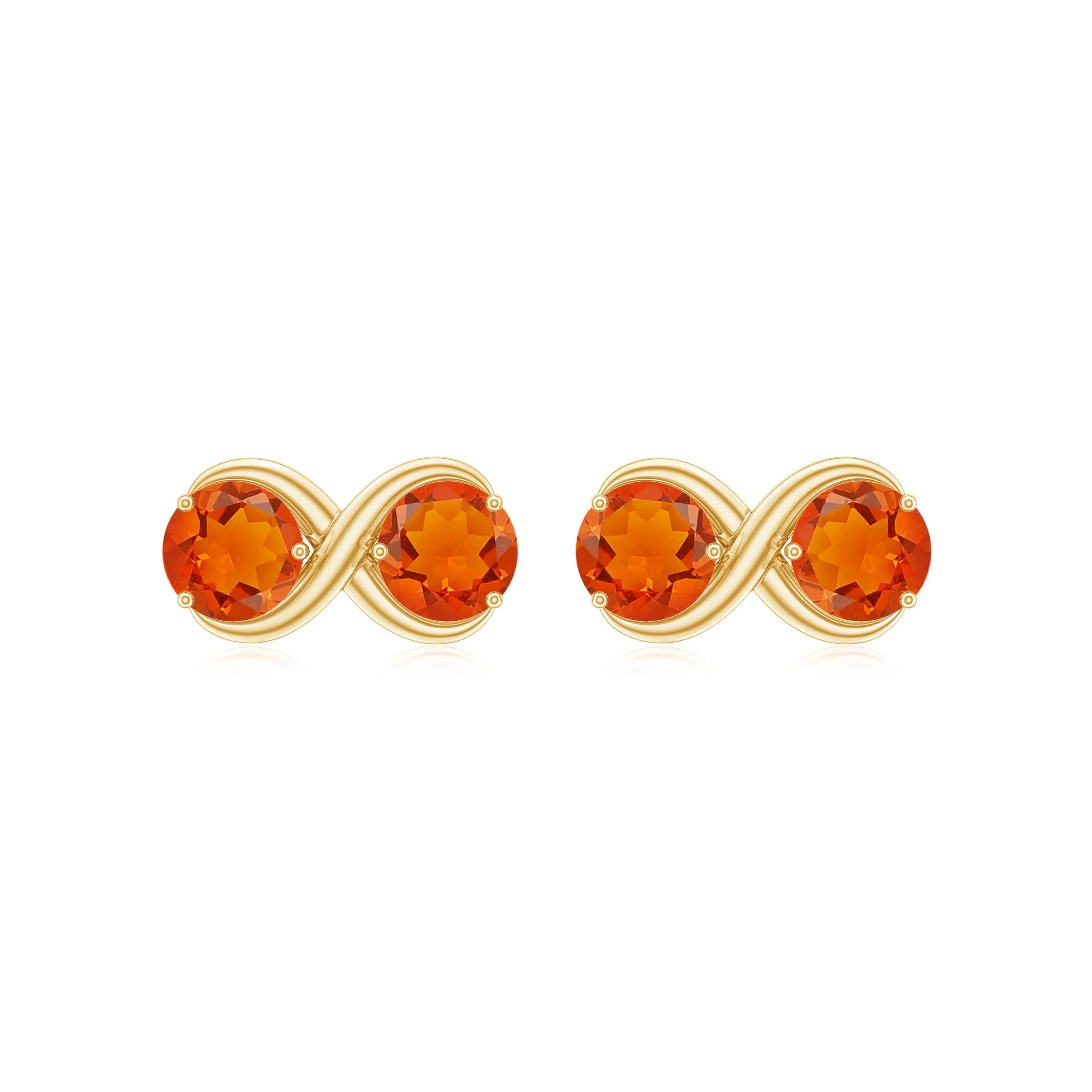 1 CT Simple Fire Opal Two Stone Infinity Stud Earrings