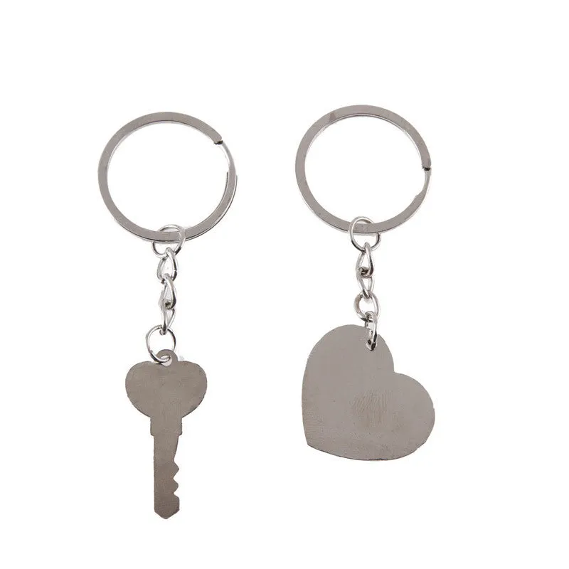 1 Pair Couple I LOVE YOU Letter Keychain Heart Key Ring Silver Plated Lovers Love Key Chain