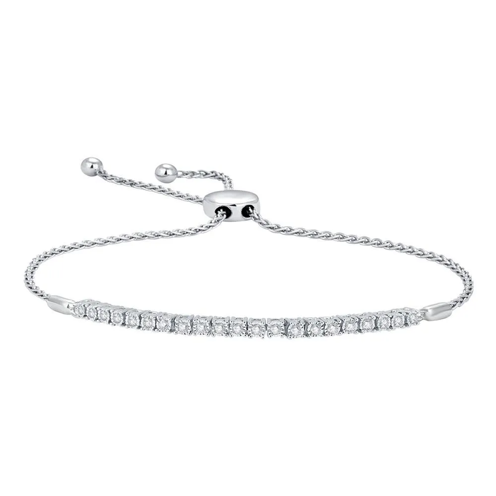 10K White Gold 1/4 Ct.Wt. Diamond Bolo Bracelet