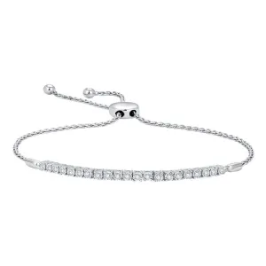 10K White Gold 1/4 Ct.Wt. Diamond Bolo Bracelet