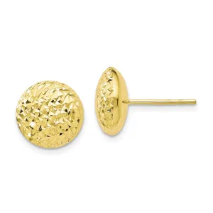 10KT Yellow Gold 11MM Diamond-cut Stud Earrings