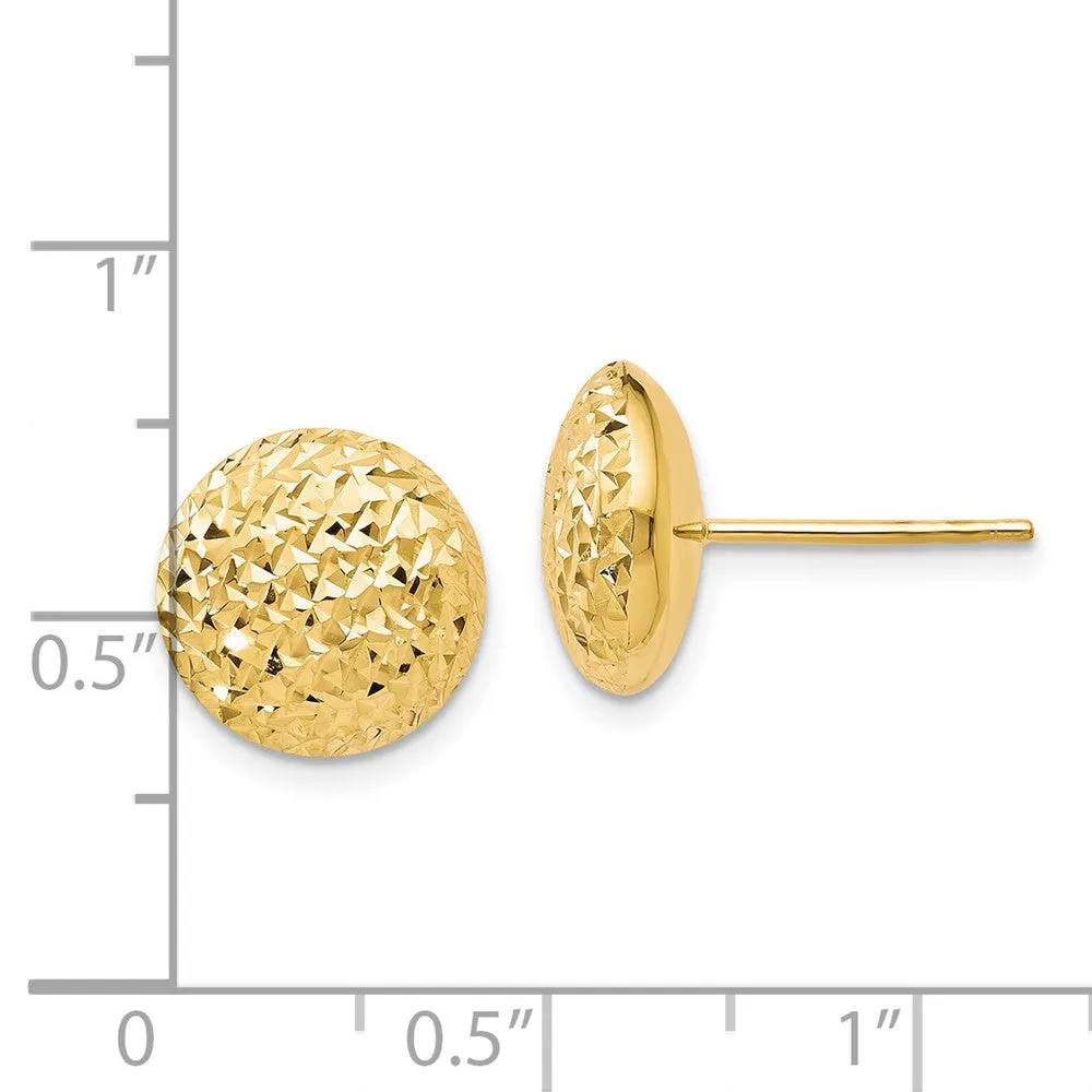 10KT Yellow Gold 11MM Diamond-cut Stud Earrings