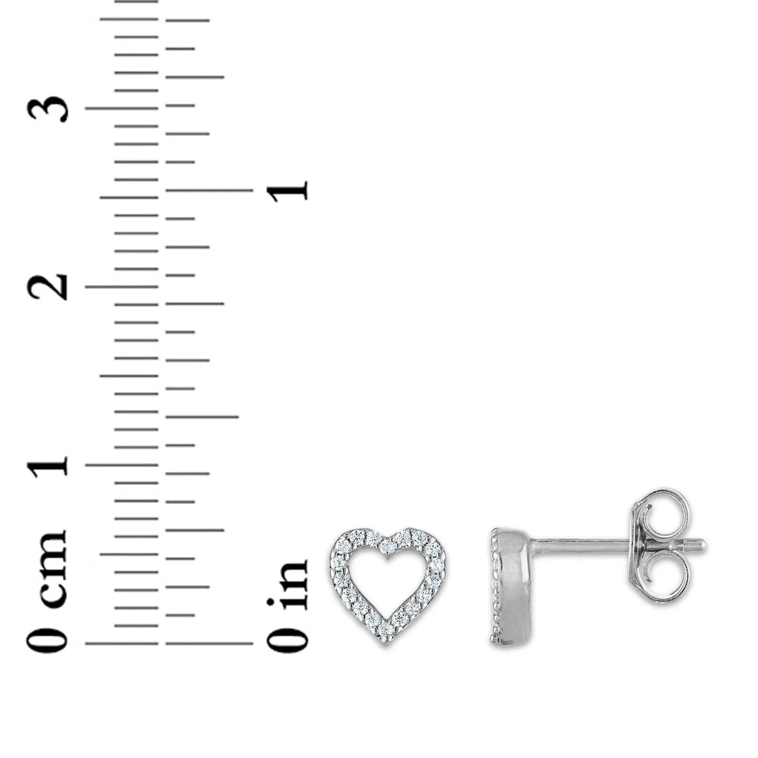 1/20 CTW Diamond Stud Heart Outline Earrings in 10KT White Gold