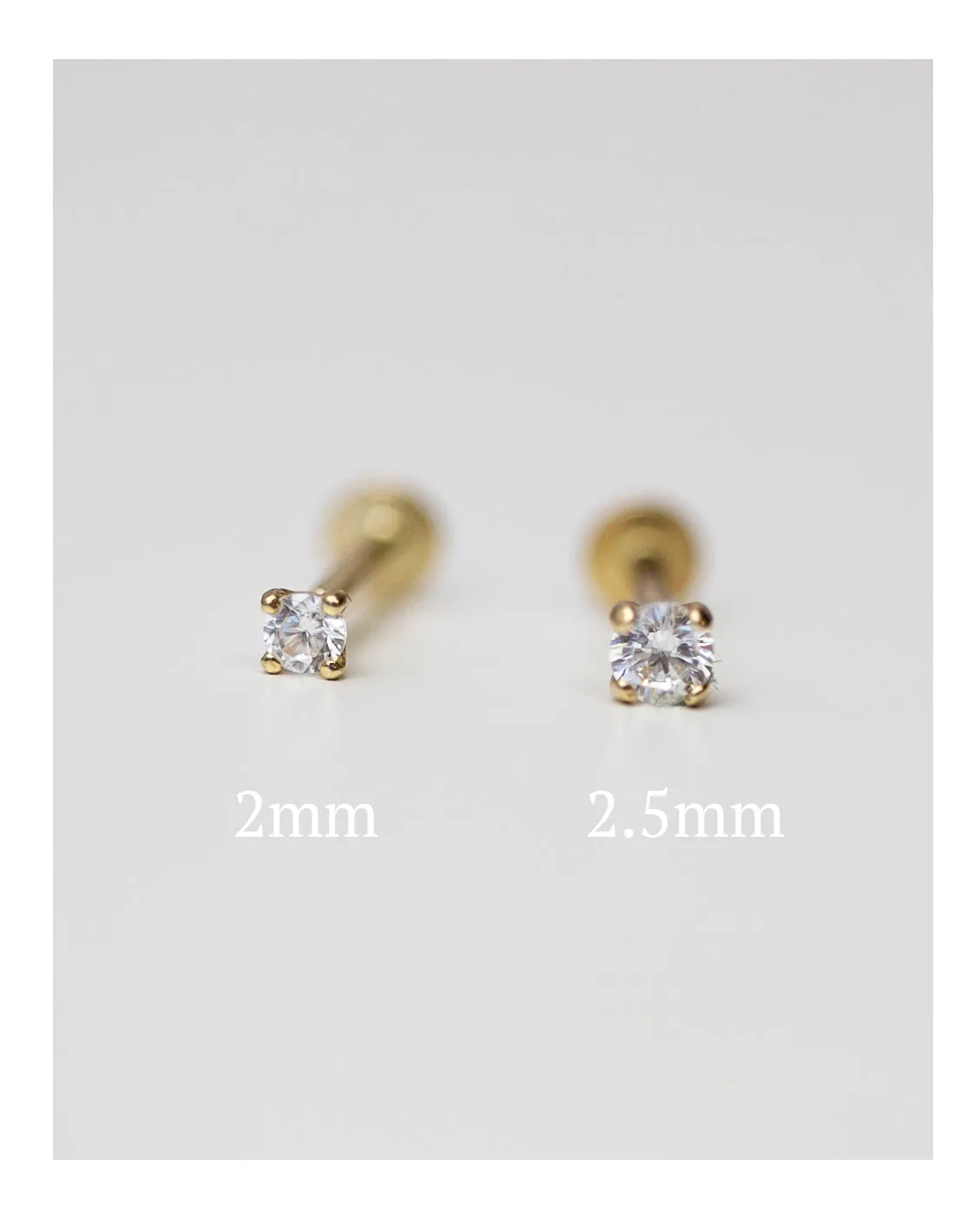 14k Ear Stud for Cartilage with flat back