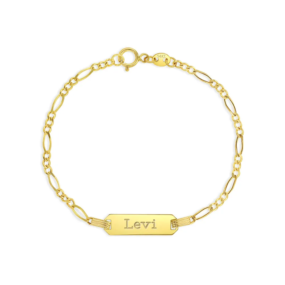 14k Gold 5.5" Engravable ID Kids / Boy's / Boys Bracelet