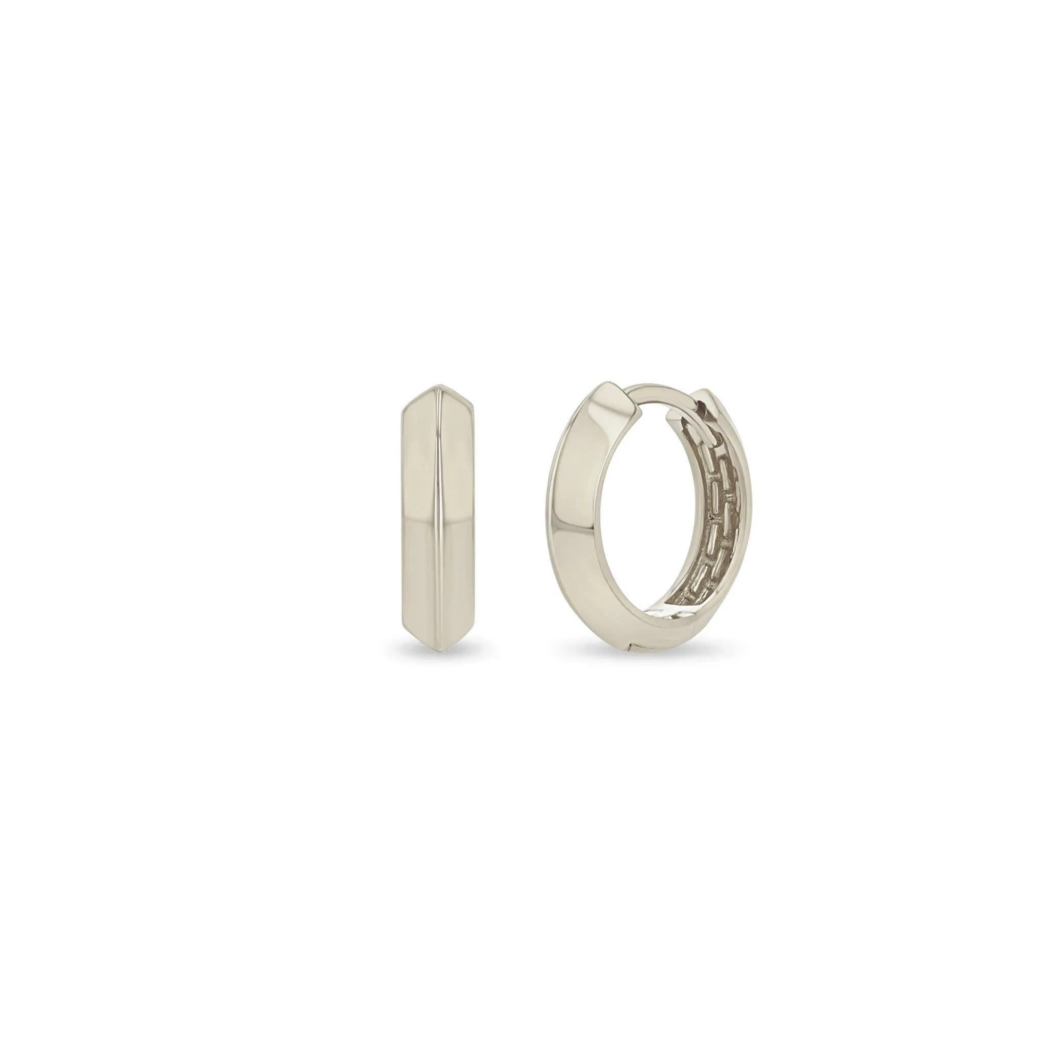 14k Gold Knife Edge Hinge Huggie Hoops