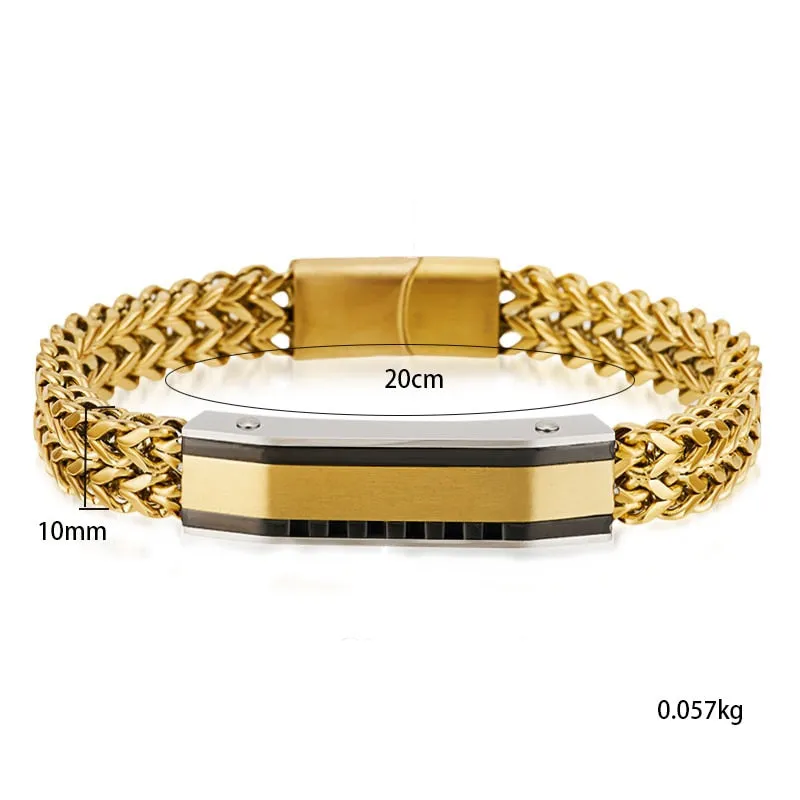 14K Gold-Plated Stainless-Steel Cuban Link Bar Bracelet