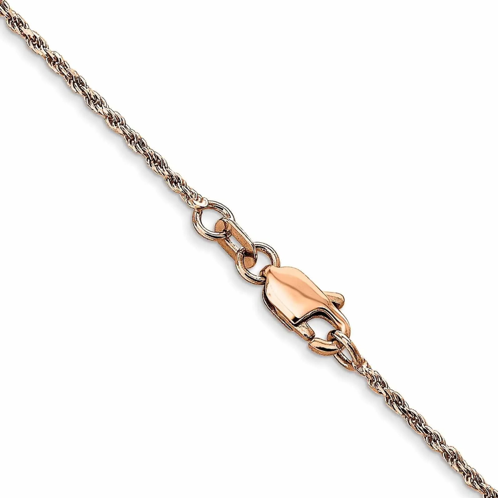 14K Rose Gold 1.00mm Solid Diamond Cut Rope Chain