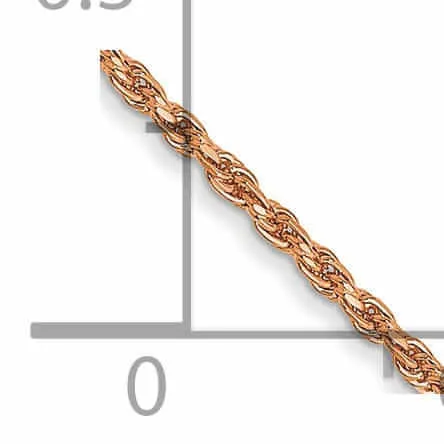 14K Rose Gold 1.00mm Solid Diamond Cut Rope Chain