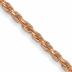 14K Rose Gold 1.00mm Solid Diamond Cut Rope Chain