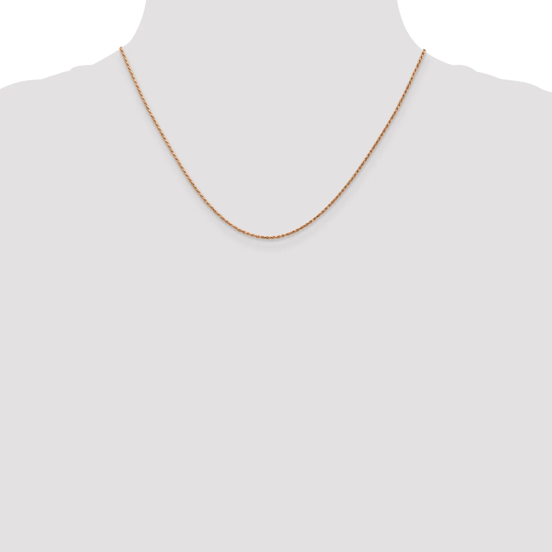 14K Rose Gold 1.00mm Solid Diamond Cut Rope Chain