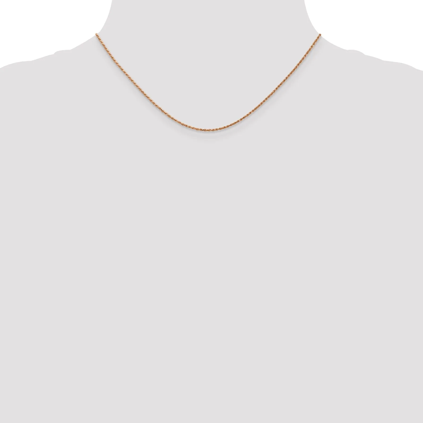 14K Rose Gold 1.00mm Solid Diamond Cut Rope Chain