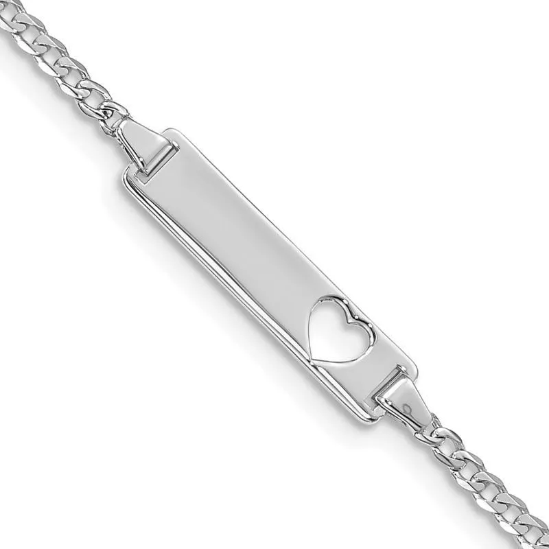 14k WG Cut-out Heart Curb Link ID Bracelet