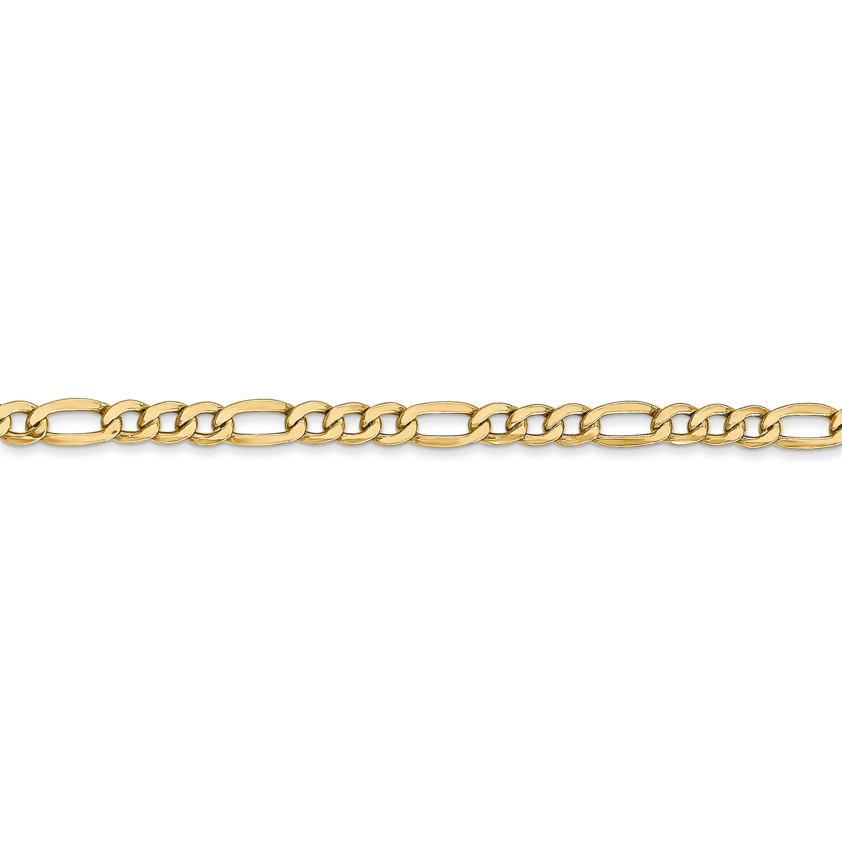 14k Yellow Gold 3.50-mm Semi Solid Figaro Chain