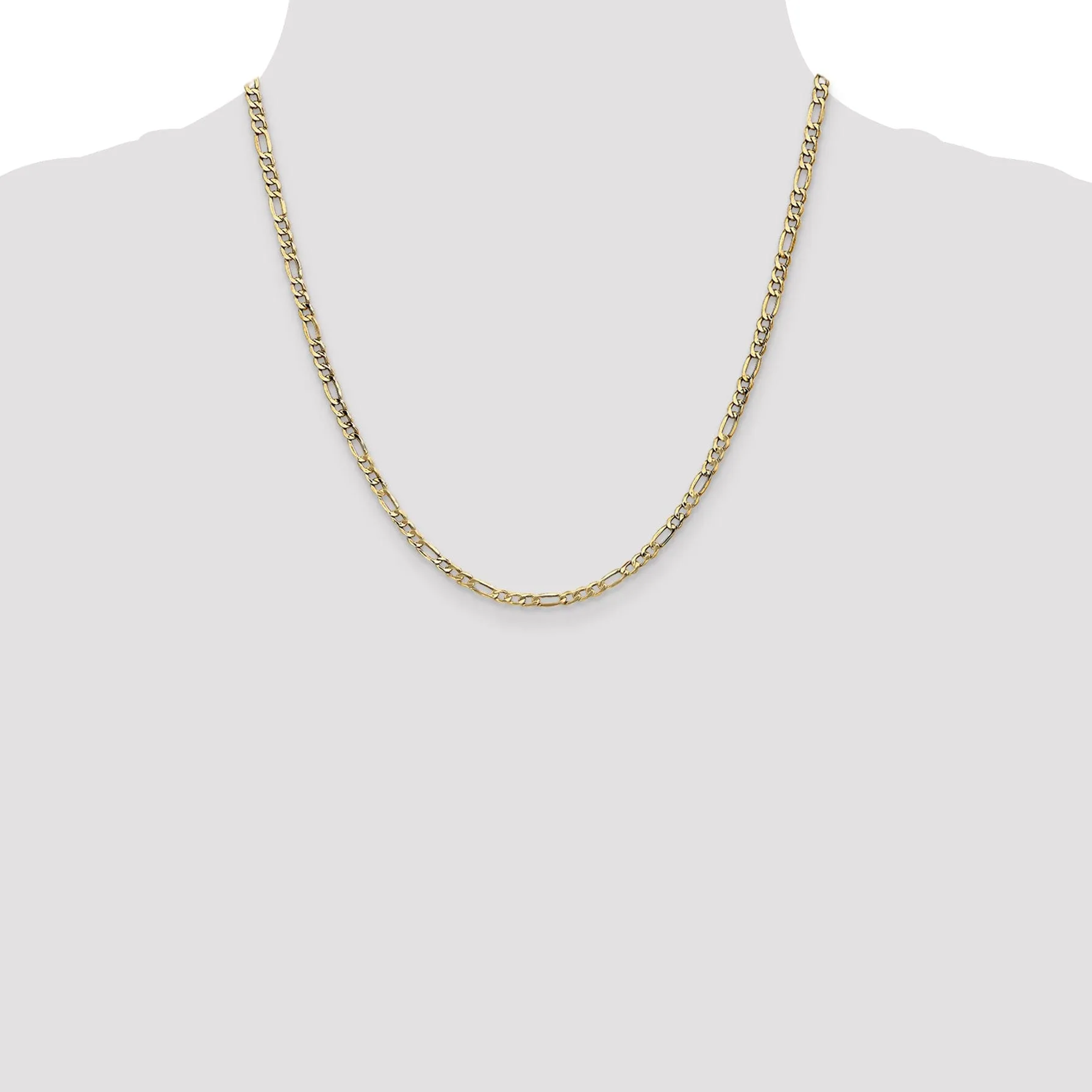 14k Yellow Gold 3.50-mm Semi Solid Figaro Chain