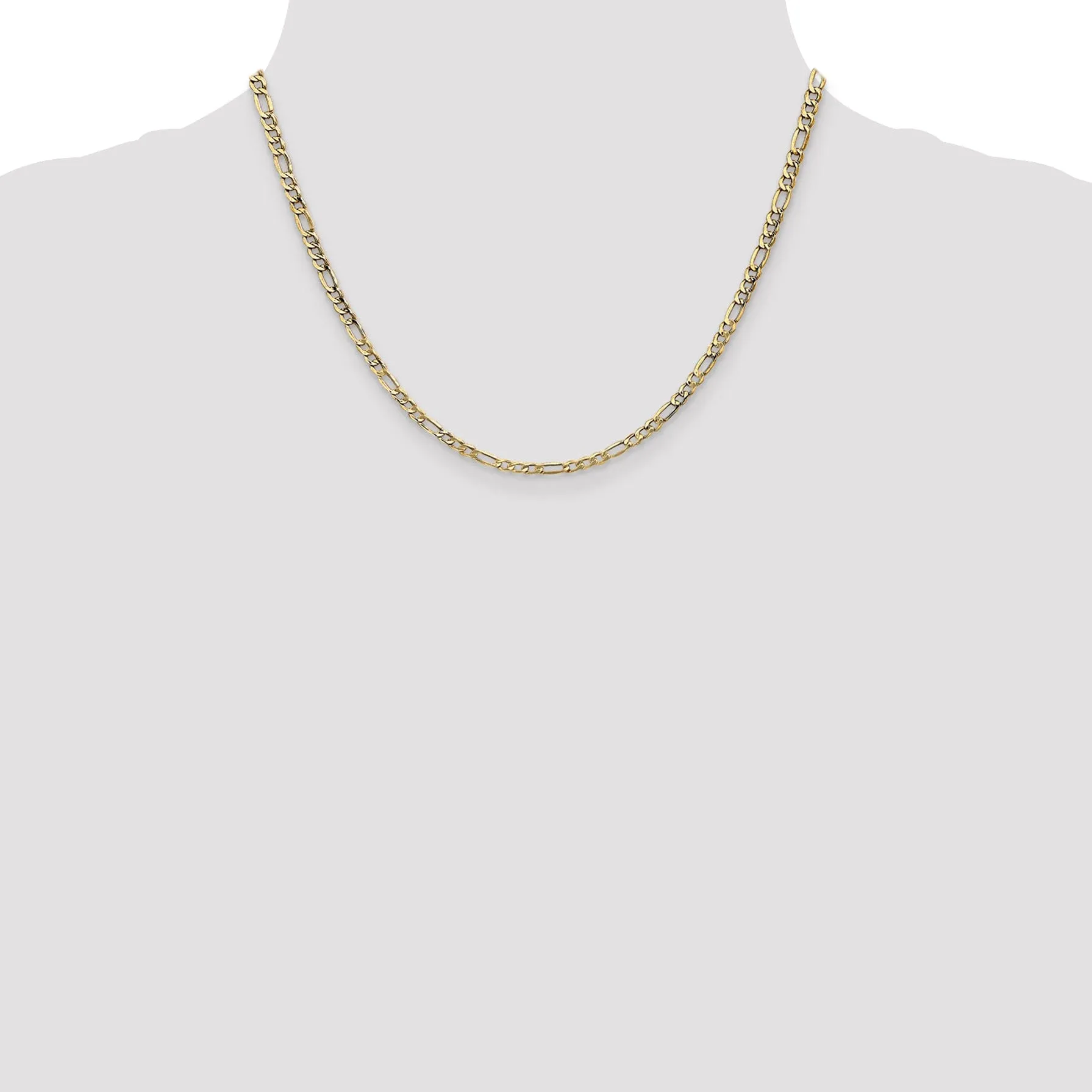 14k Yellow Gold 3.50-mm Semi Solid Figaro Chain