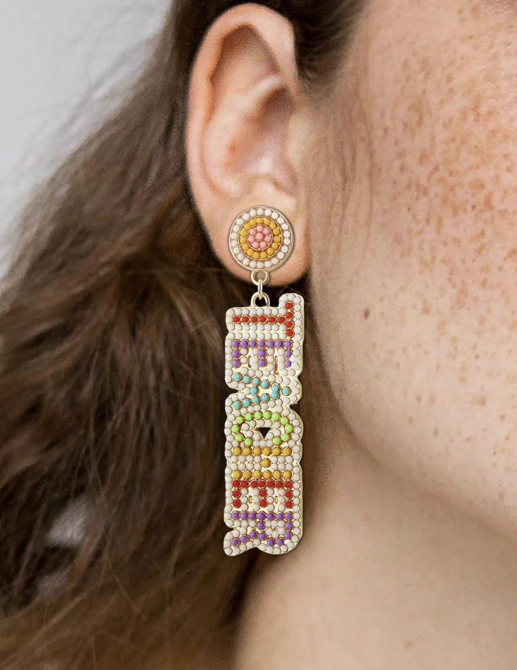 1pair Bohemian Style Beaded & Oil Drip TEACHER