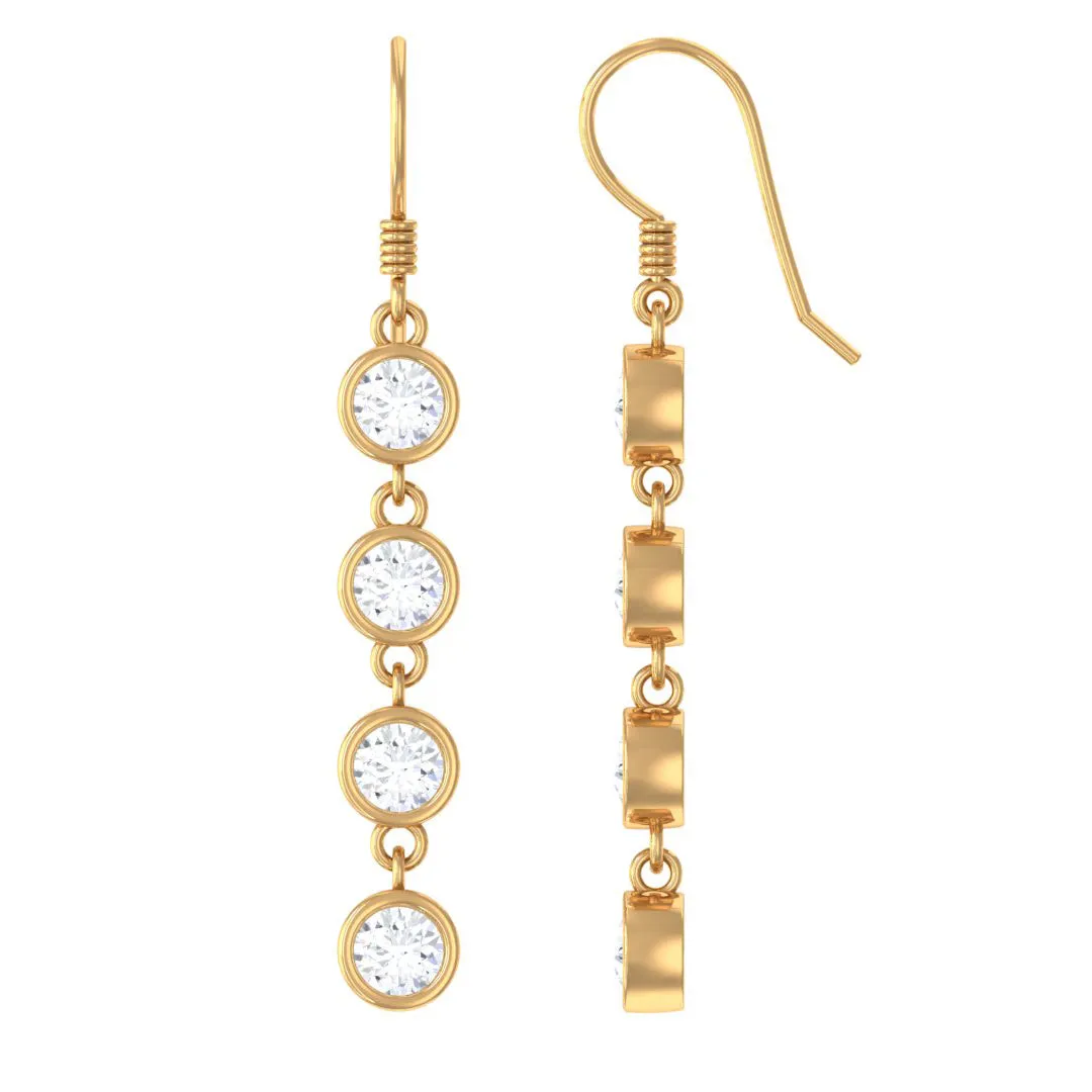 2 CT Simple Zircon Dangle Earrings in Bezel Setting