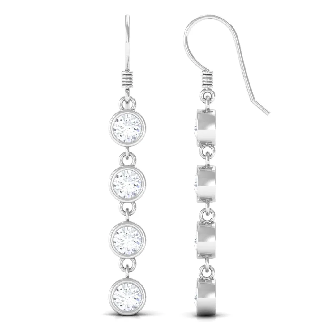 2 CT Simple Zircon Dangle Earrings in Bezel Setting