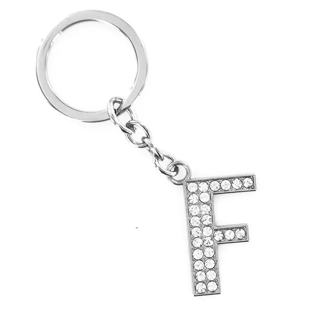 2016 Hot Sale New 1 Pieces English Letters A-Q Keychain Personality Creative Key Chain Car Crystal Alloy Key Chains Key Rings