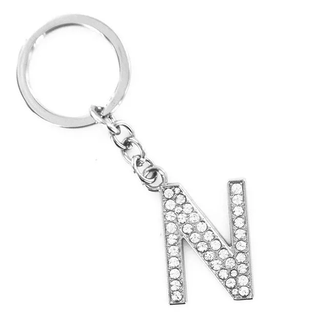 2016 Hot Sale New 1 Pieces English Letters A-Q Keychain Personality Creative Key Chain Car Crystal Alloy Key Chains Key Rings