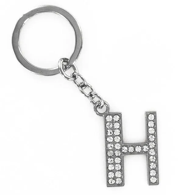 2016 Hot Sale New 1 Pieces English Letters A-Q Keychain Personality Creative Key Chain Car Crystal Alloy Key Chains Key Rings