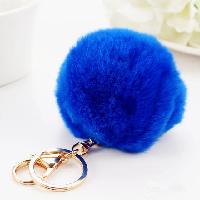 2016 new 10 color trinket Keychain pompons keychains fur Keychain fluffy key chains for cars keyrings trinkets pom pom keychain