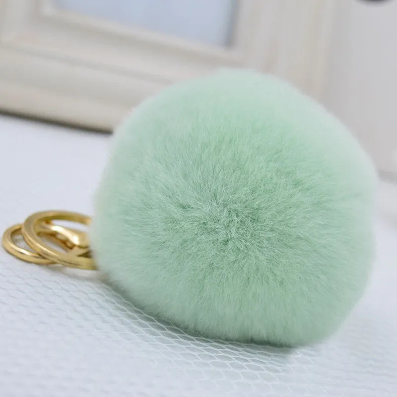 2016 new 10 color trinket Keychain pompons keychains fur Keychain fluffy key chains for cars keyrings trinkets pom pom keychain