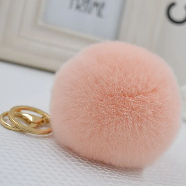 2016 new 10 color trinket Keychain pompons keychains fur Keychain fluffy key chains for cars keyrings trinkets pom pom keychain