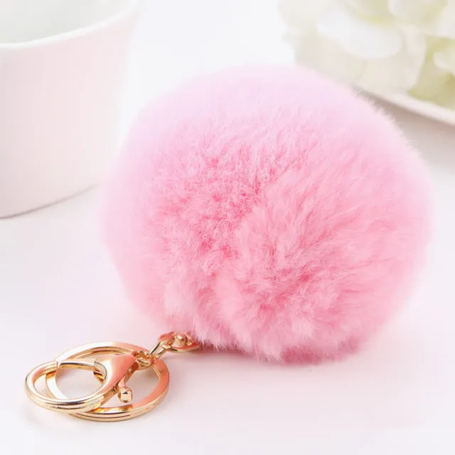 2016 new 10 color trinket Keychain pompons keychains fur Keychain fluffy key chains for cars keyrings trinkets pom pom keychain