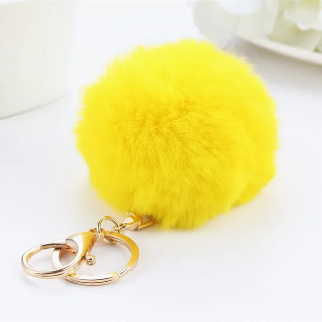 2016 new 10 color trinket Keychain pompons keychains fur Keychain fluffy key chains for cars keyrings trinkets pom pom keychain