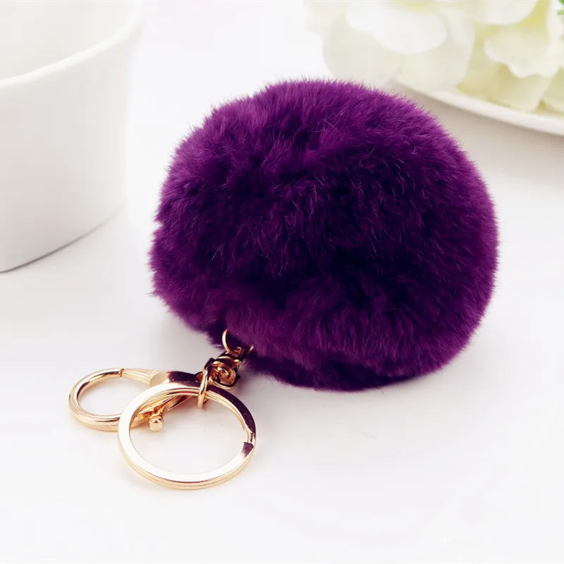 2016 new 10 color trinket Keychain pompons keychains fur Keychain fluffy key chains for cars keyrings trinkets pom pom keychain