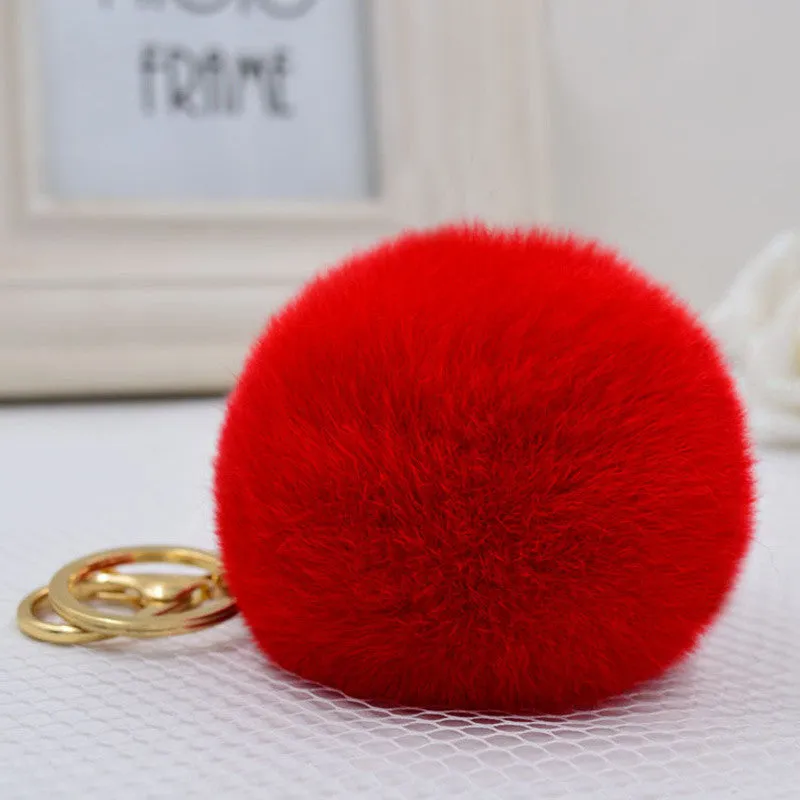 2016 new 10 color trinket Keychain pompons keychains fur Keychain fluffy key chains for cars keyrings trinkets pom pom keychain