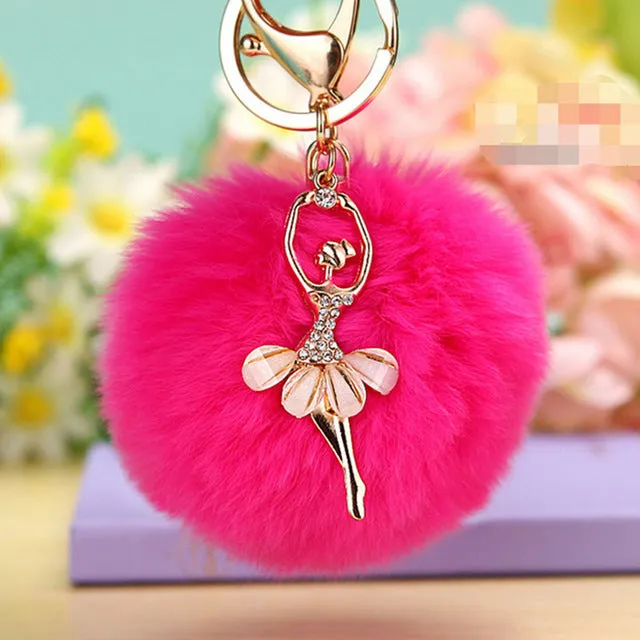 2016 new 10 color trinket Keychain pompons keychains fur Keychain fluffy key chains for cars keyrings trinkets pom pom keychain