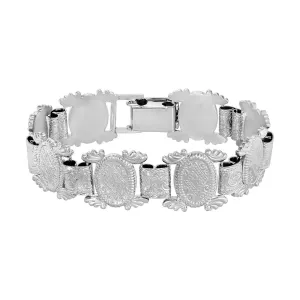 2028 Jewelry Silver Deco Etched Clasp Bracelet