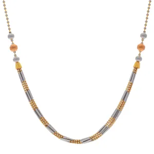 22K Multi Tone Gold Necklace W/ Multi Strands of Gold Pipe & Ball Beads