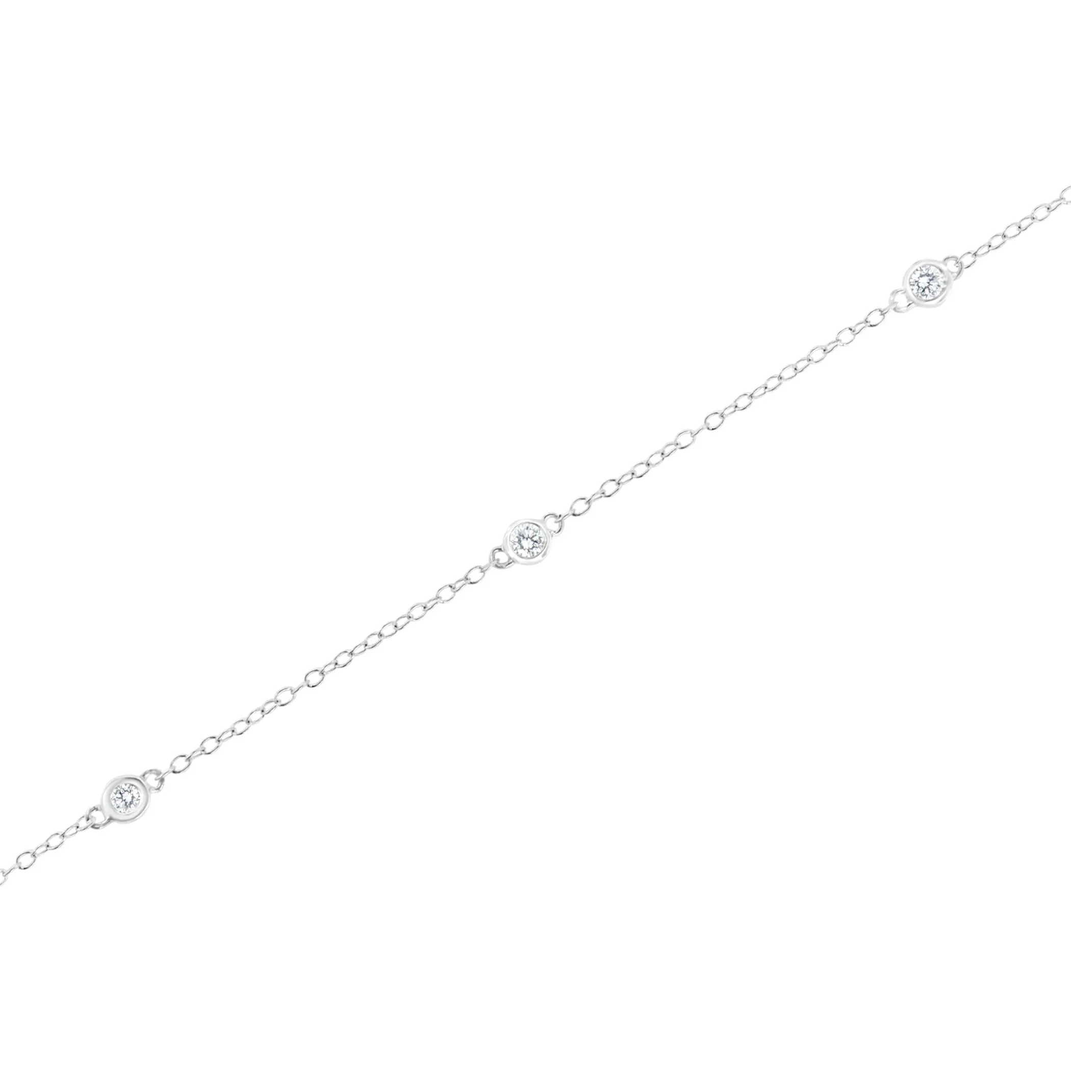 .925 Sterling Silver 1/4 cttw Bezel Set Round-Cut Diamond 5 Station Strand Bracelet (I-J Color, I2-I3 Clarity) - Size 7.25"