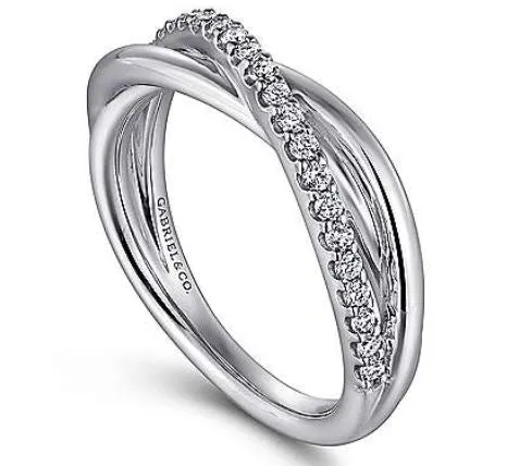 925 Sterling Silver White Sapphire Pavé Criss Cross Ring