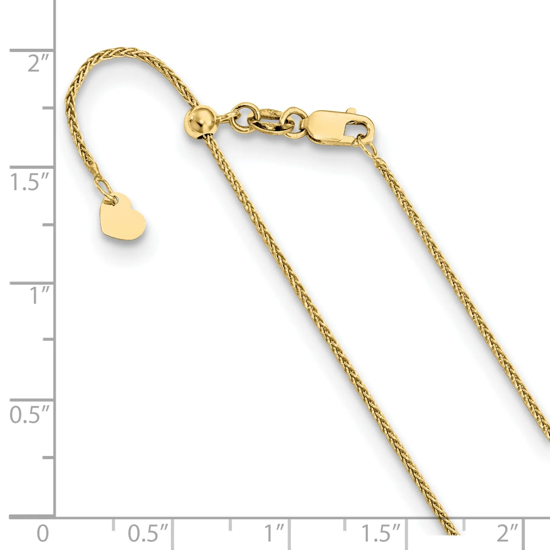 Adjustable 10K Yellow Gold Wheat Chain