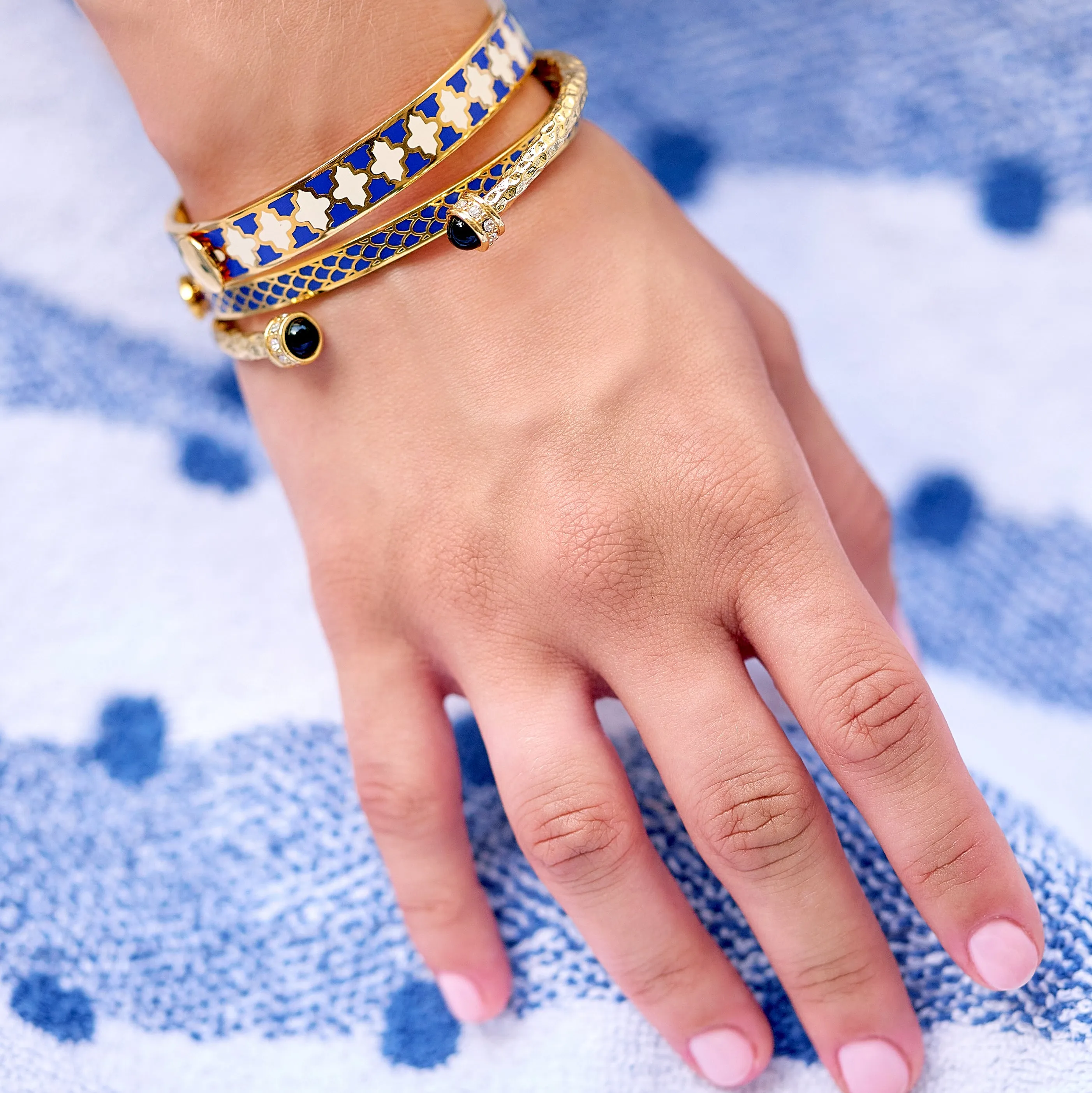 Agama Cobalt, Cream & Gold Bangle