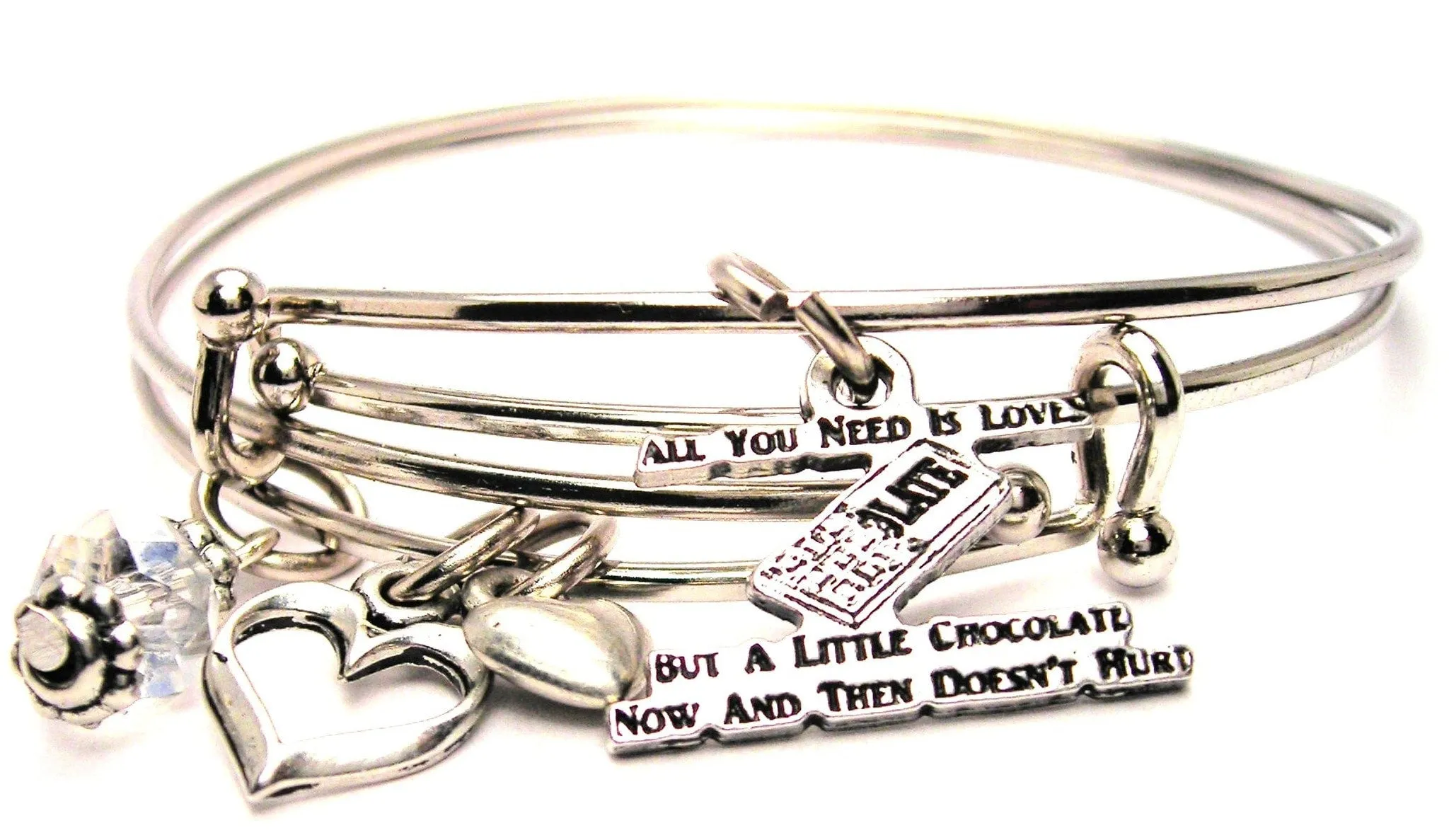 All You Need Is Love But A Little Chocolate Now And Then Doesnt Hurt Expandable Bangle Bracelet Set