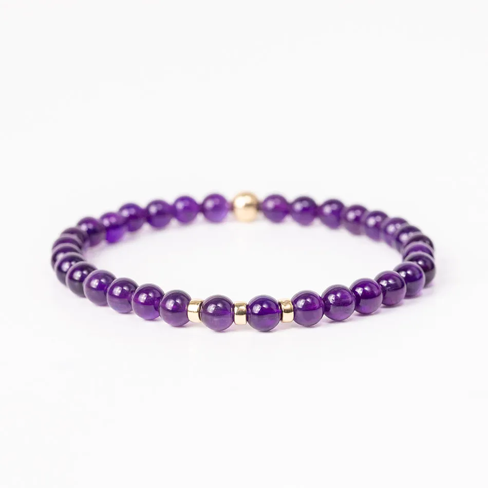 Amethyst Gemstone Bracelet - 6mm Beads