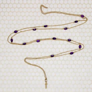 Amethyst Studded Long Gold Guard Chain