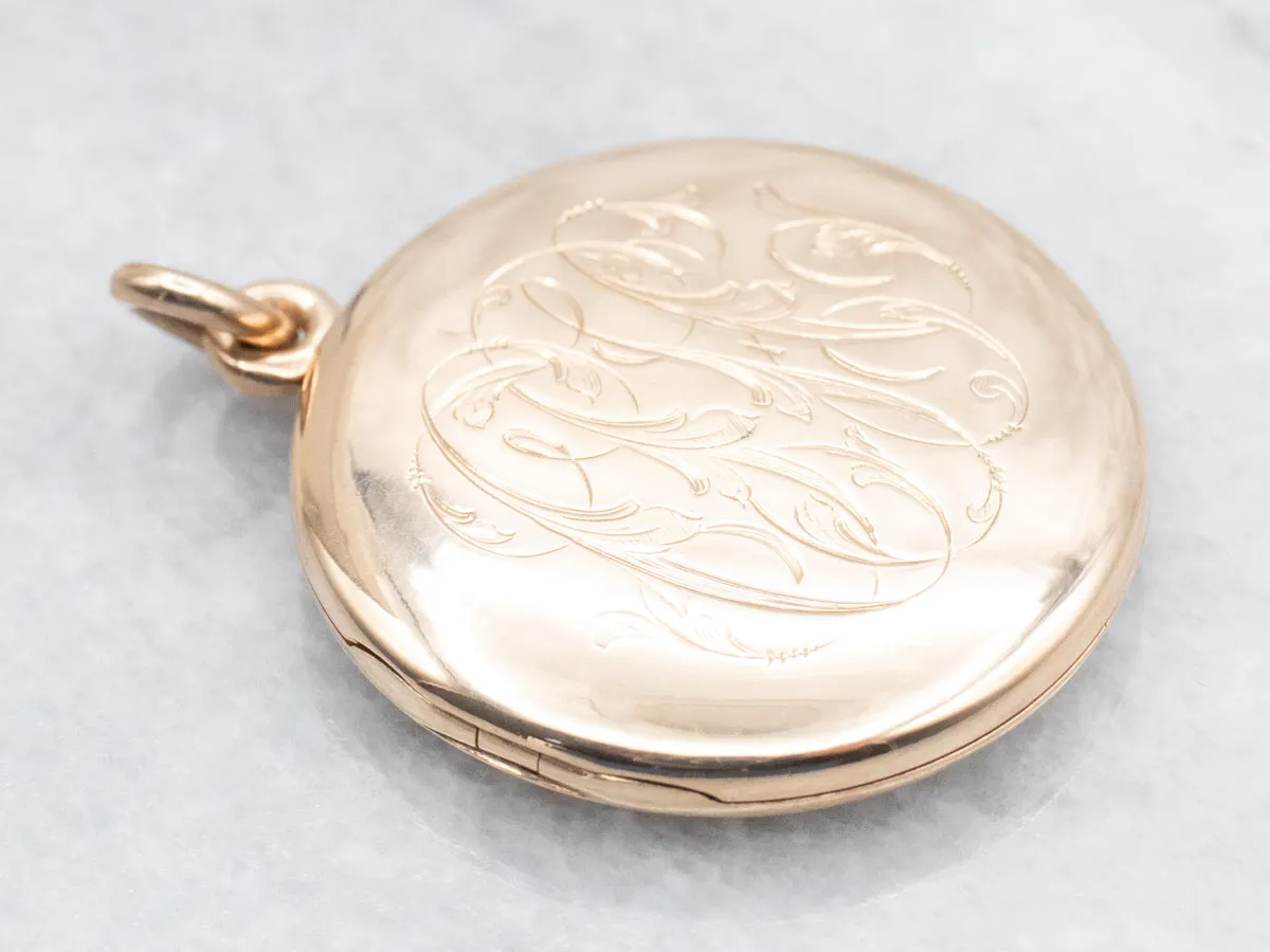 Antique Floral Locket with Original Engraving