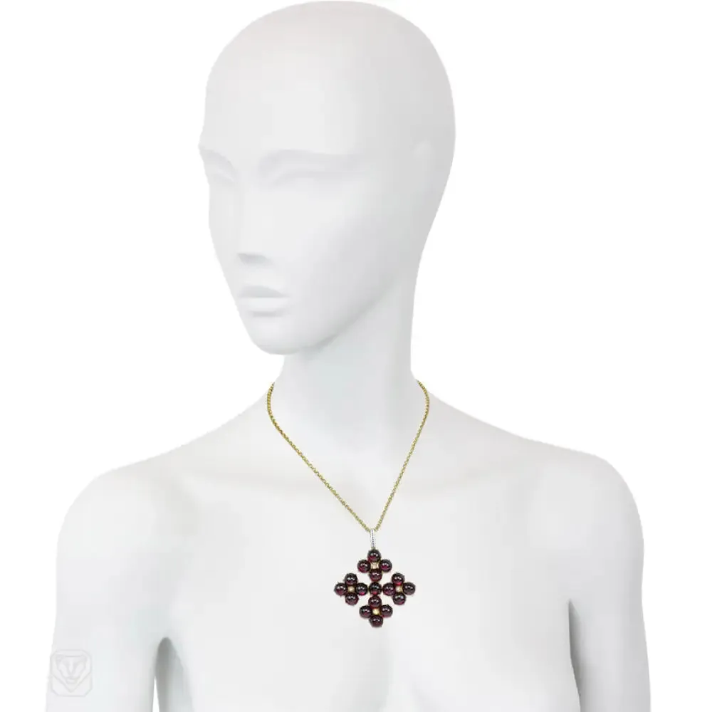 Antique gold, garnet and diamond Maltese cross, Phillips Brothers