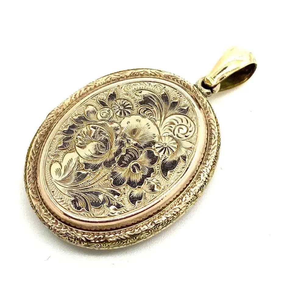 Antique Victorian Forget-Me-Not Locket Necklace