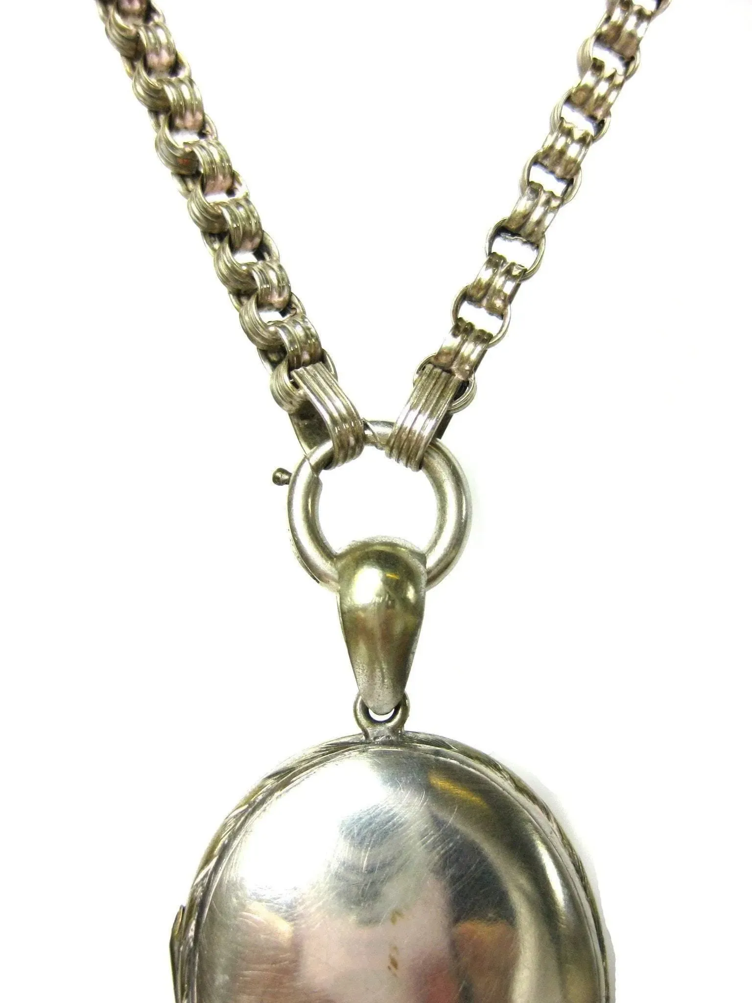 Antique Victorian Silver Locket and Collar