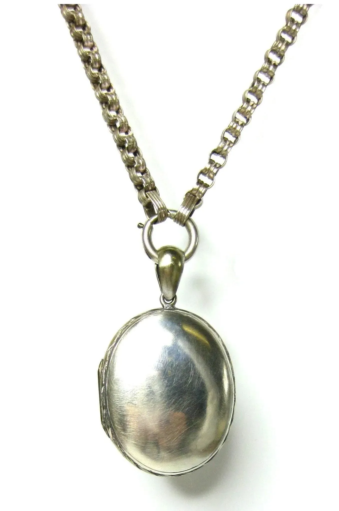 Antique Victorian Silver Locket and Collar